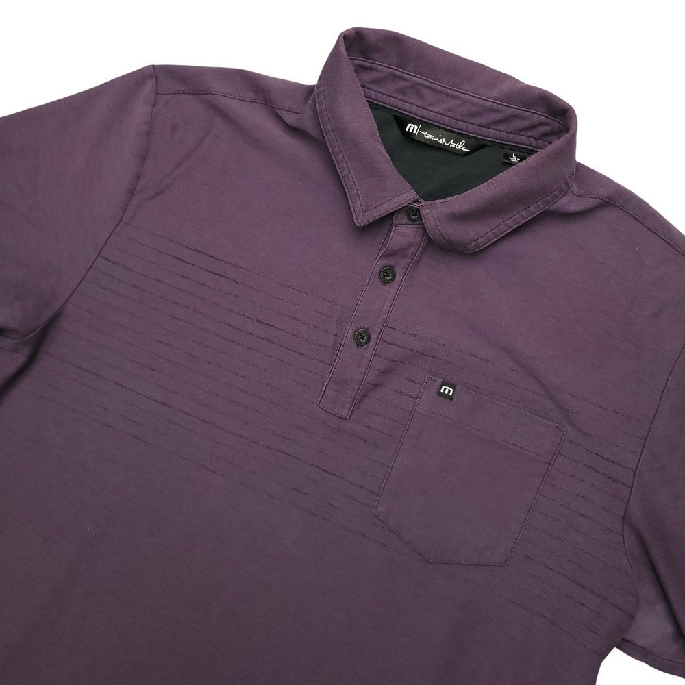 Travis Mathew Polo Shirt Mens Large Purple Pocket Pima Cotton Golf Casual Top